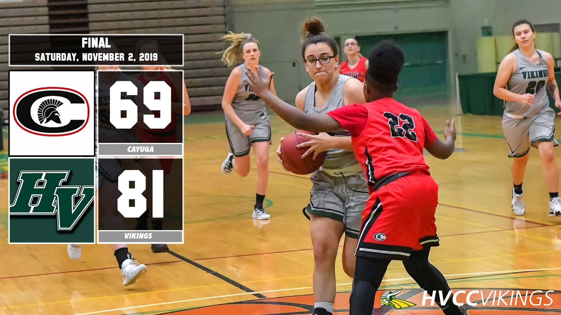 Women's Basketball defeats Cayuga 81-69 on Nov. 2, 2019.