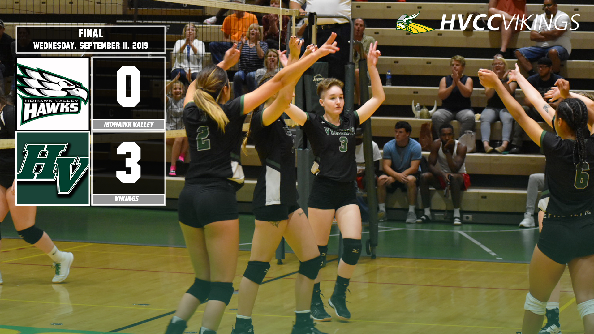 Volleyball defeats Mohawk Valley 3-0 on 9/11/2019