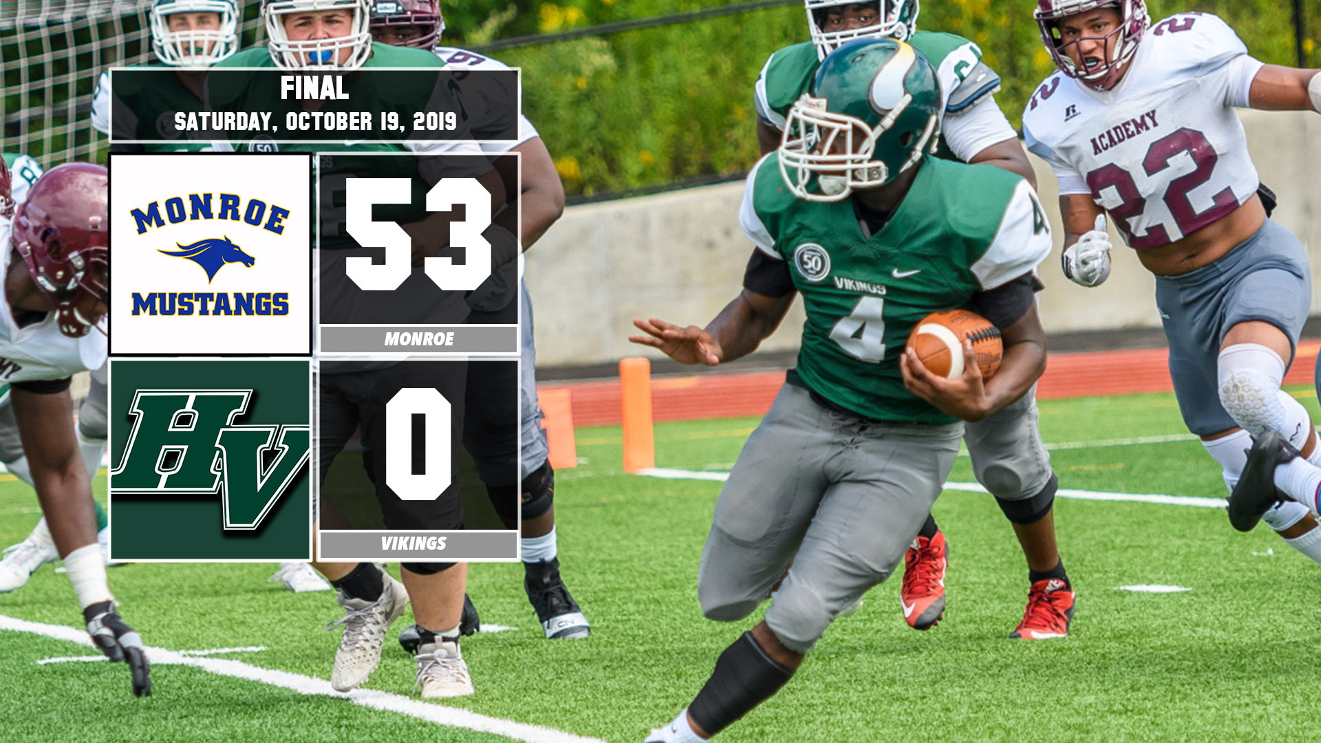 Football defeated by Monroe College 53-0 on Oct. 19, 2019