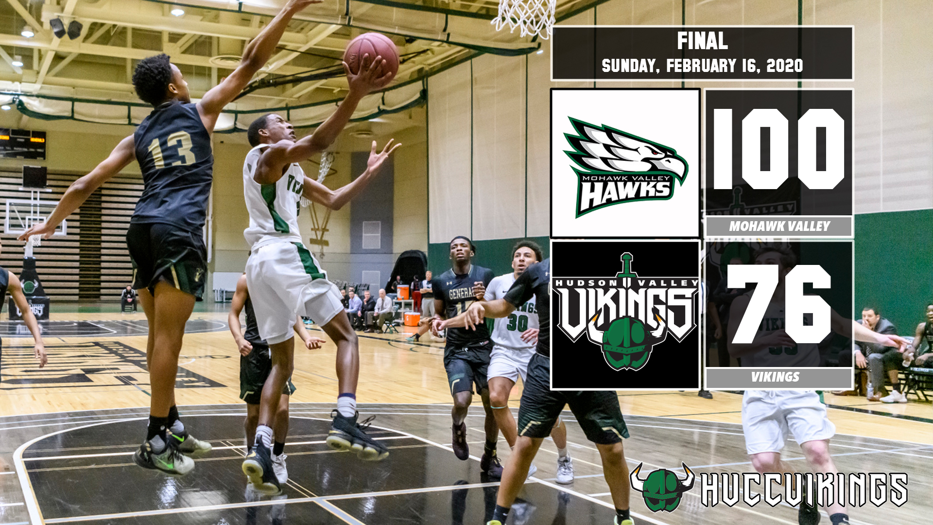 Men's basketball defeated by Mohawk Valley 100-76 on Feb. 16, 2020. 