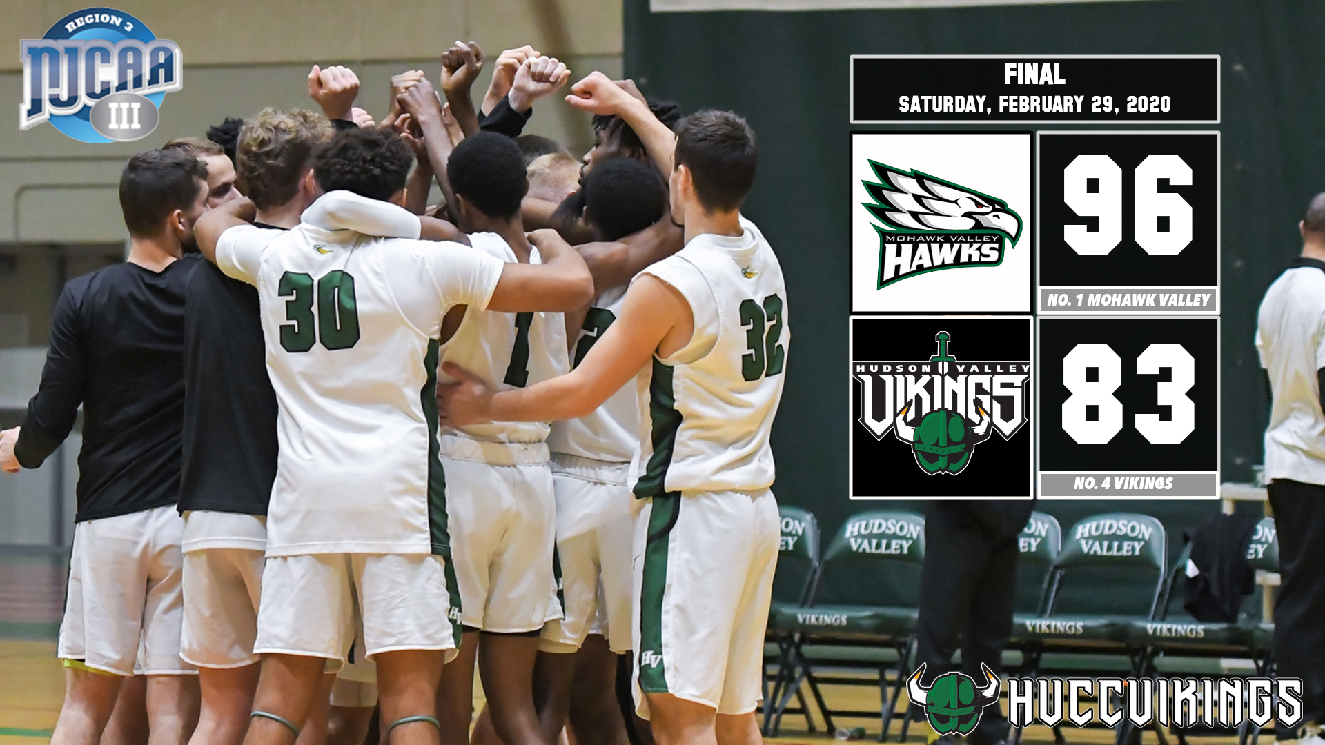 Men's basketball defeated by Mohawk Valley 96-83 on Feb. 29, 2020. 