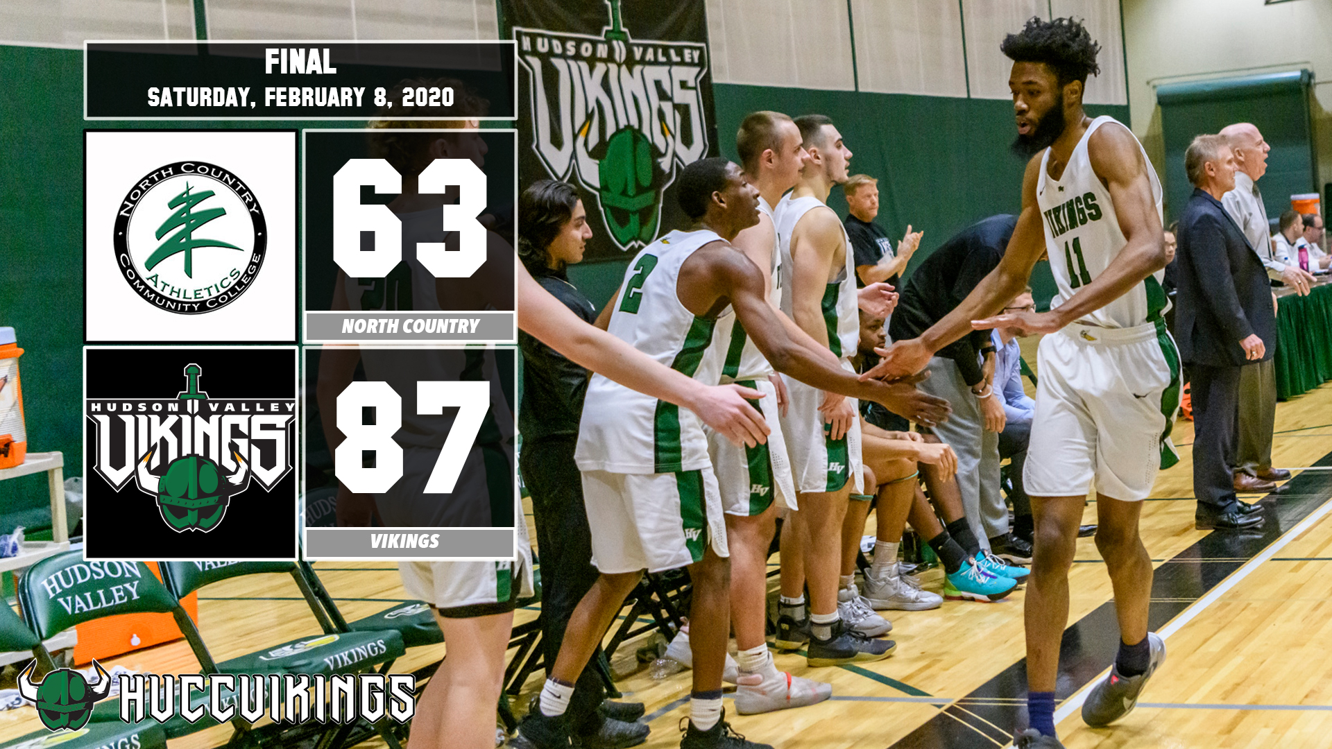 Men's basketball defeats North Country 87-63 on Feb. 8, 2020. 
