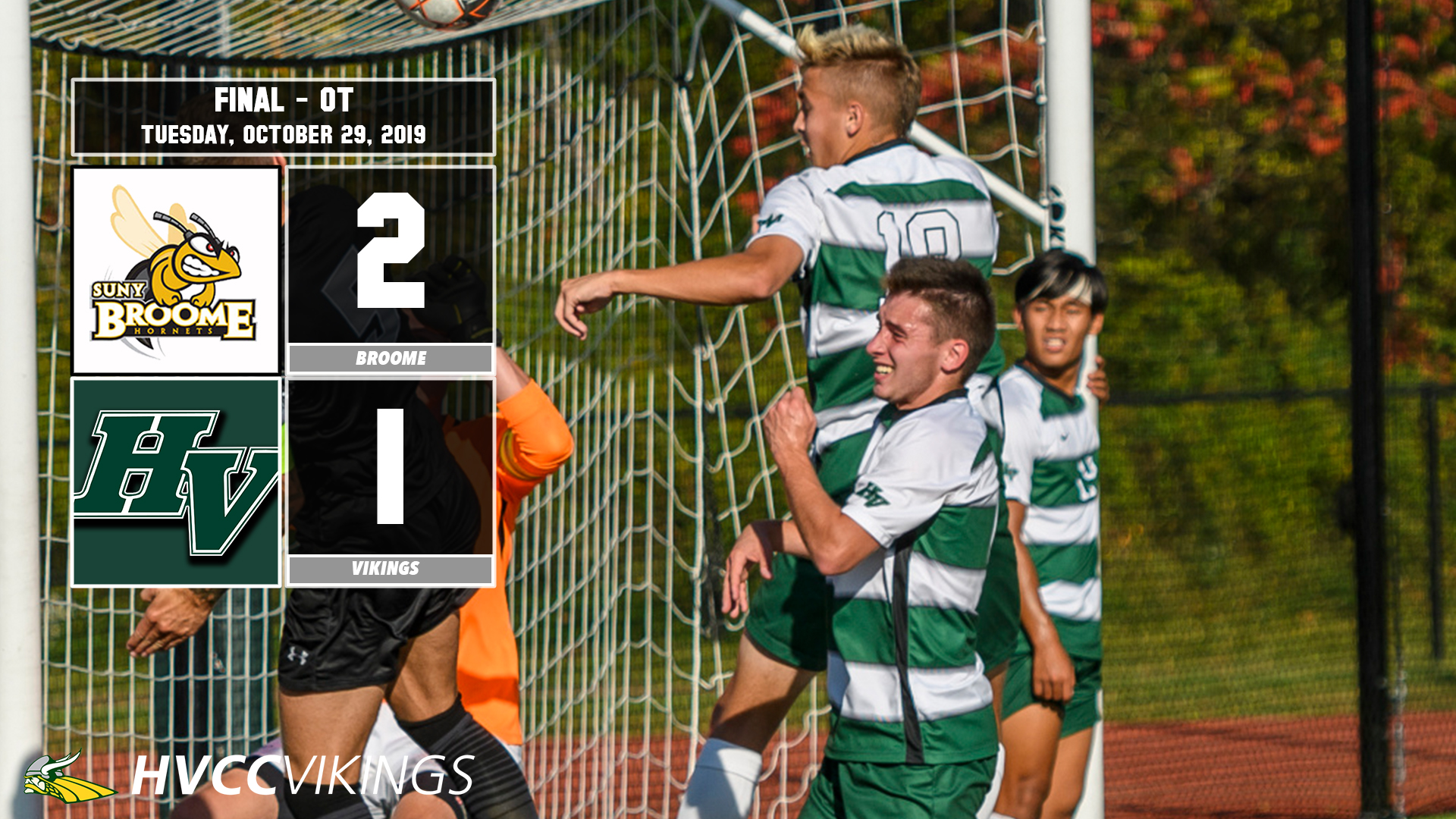 Men's soccer defeated 2-1 in overtime on Oct. 29, 2019 at Broome. 