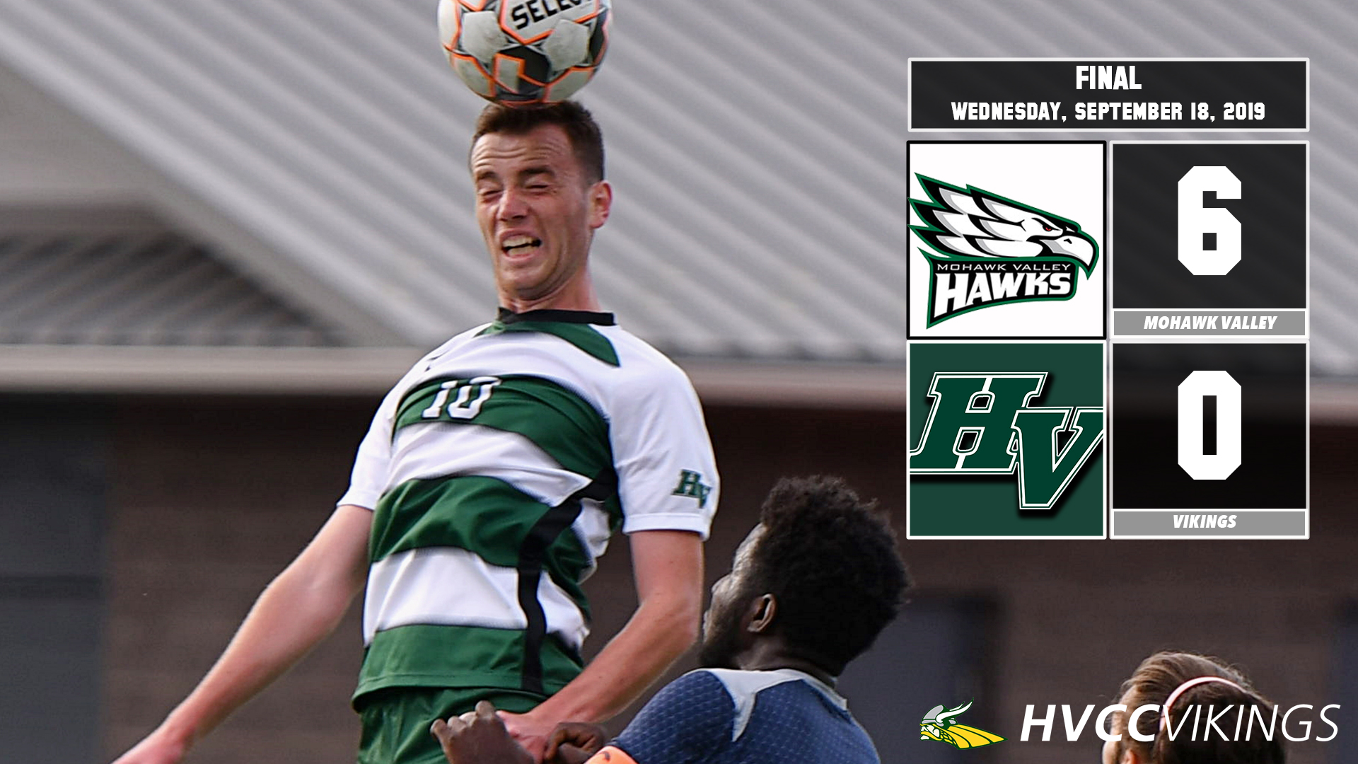 Men's soccer defeated 6-0 at Mohawk Valley on 9/18/2019