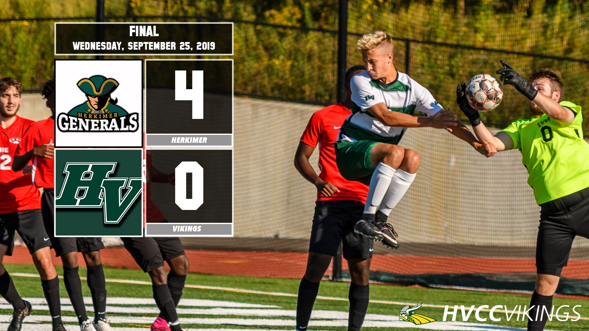 Men's Soccer was defeated 4-0 at home to Herkimer on 9.25.19.