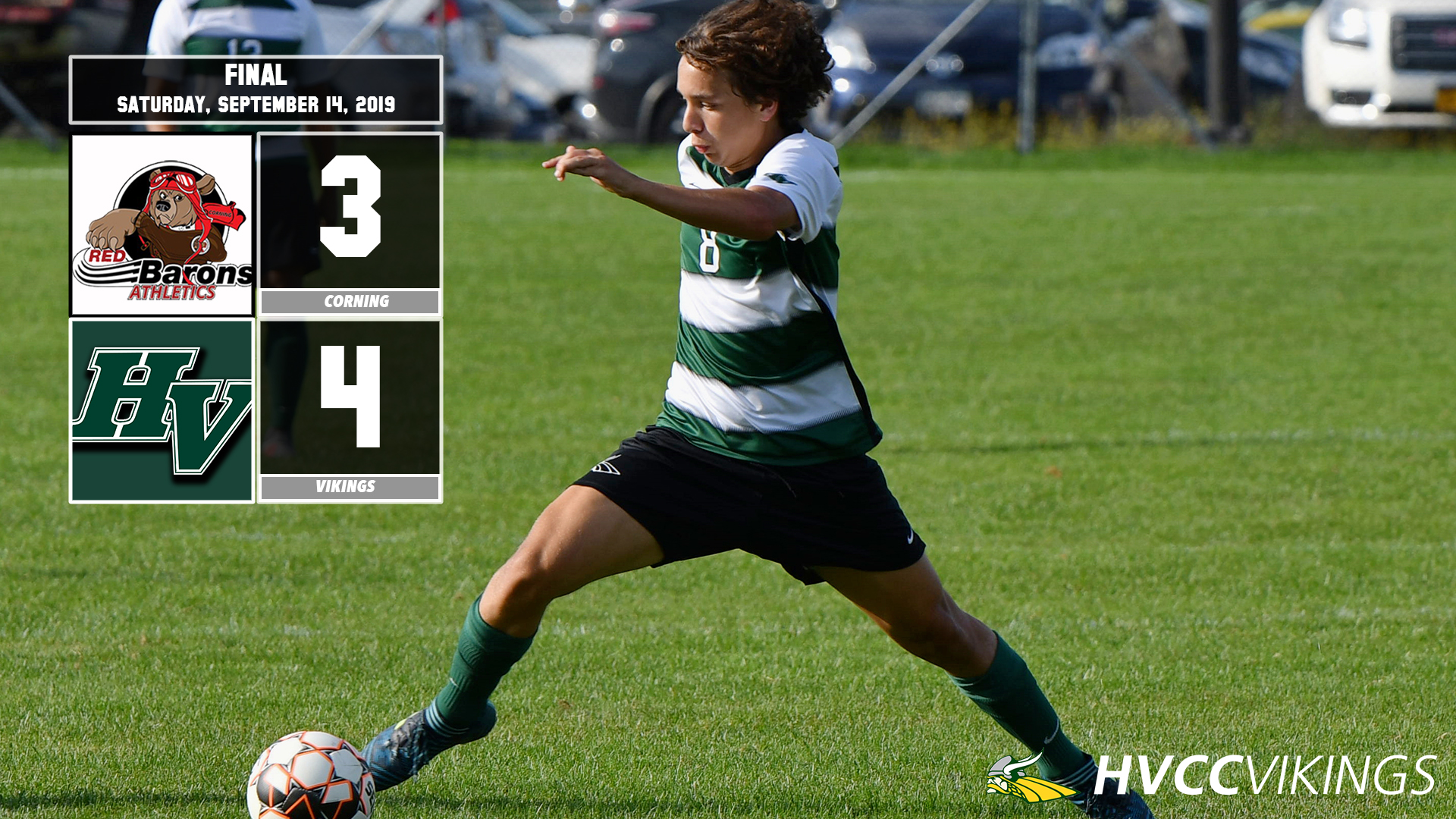 Men's soccer defeated Corning 4-3 on 9/14/19.