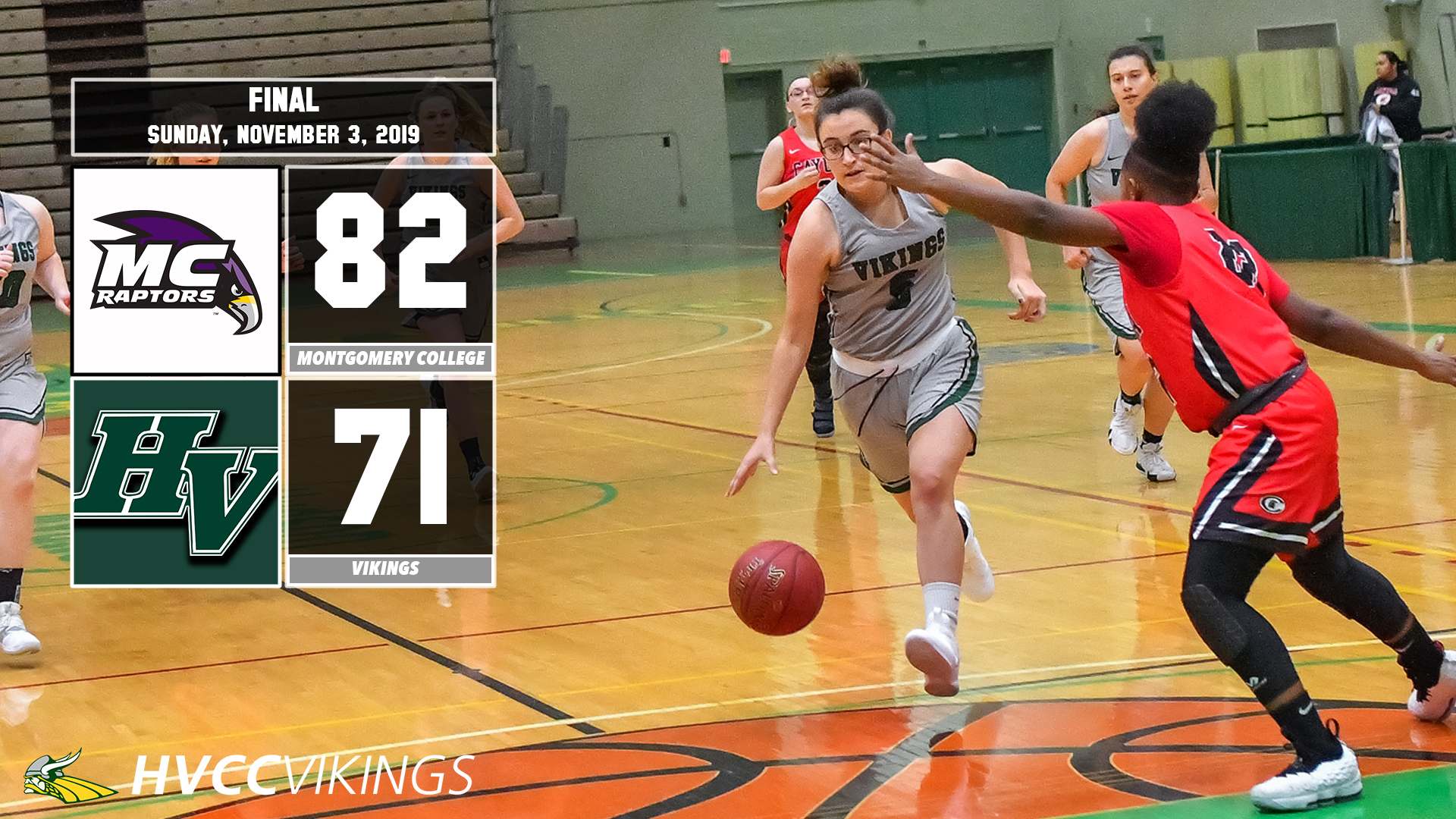 Women's basketball defeated by Montgomery College 82-71 on 11/3/2019.