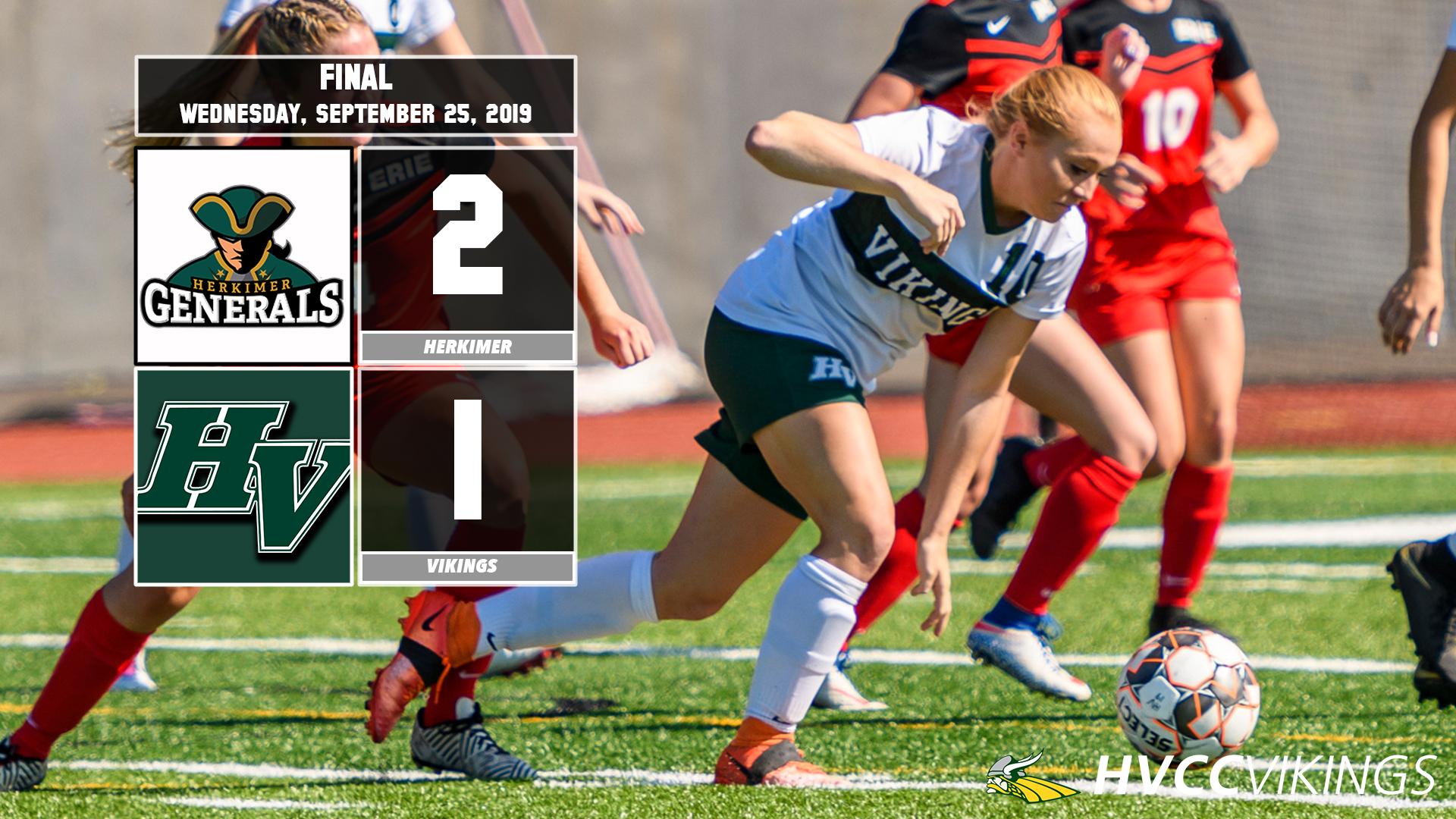 Women's soccer lost 2-1 to Herkimer on 9.25.19