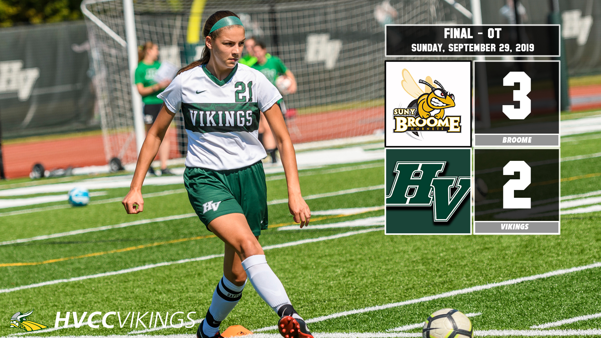 Women's soccer lost 3-2 in overtime at Broome on 9/29/19.