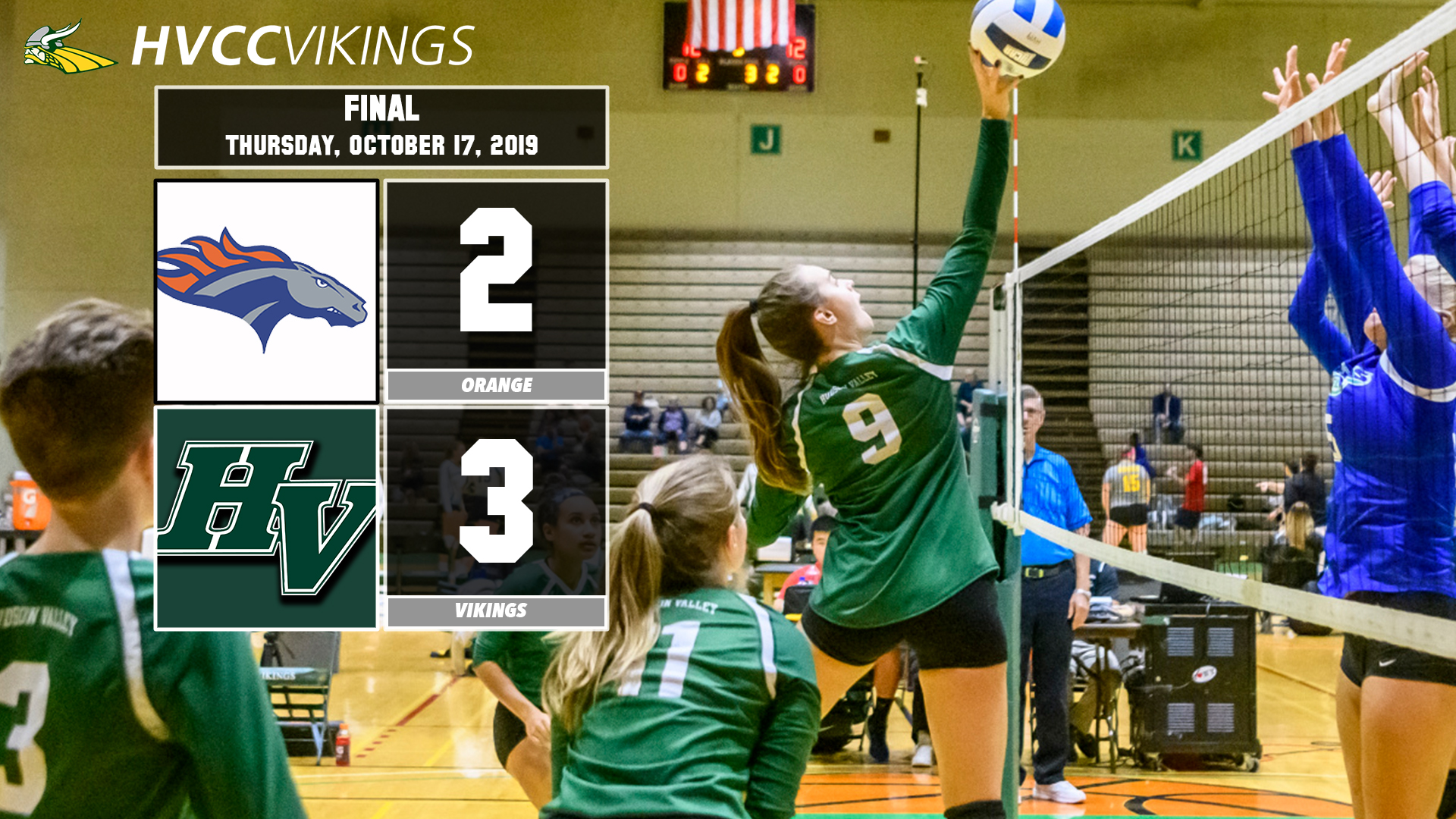 Volleyball defeats Orange 3-2 in five sets on Oct. 17, 2019.