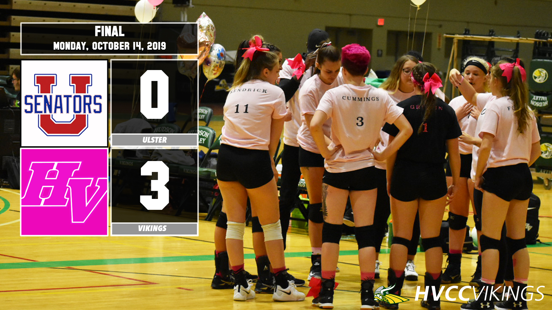 Volleyball defeats Ulster 3-0 on Oct. 14, 2019.