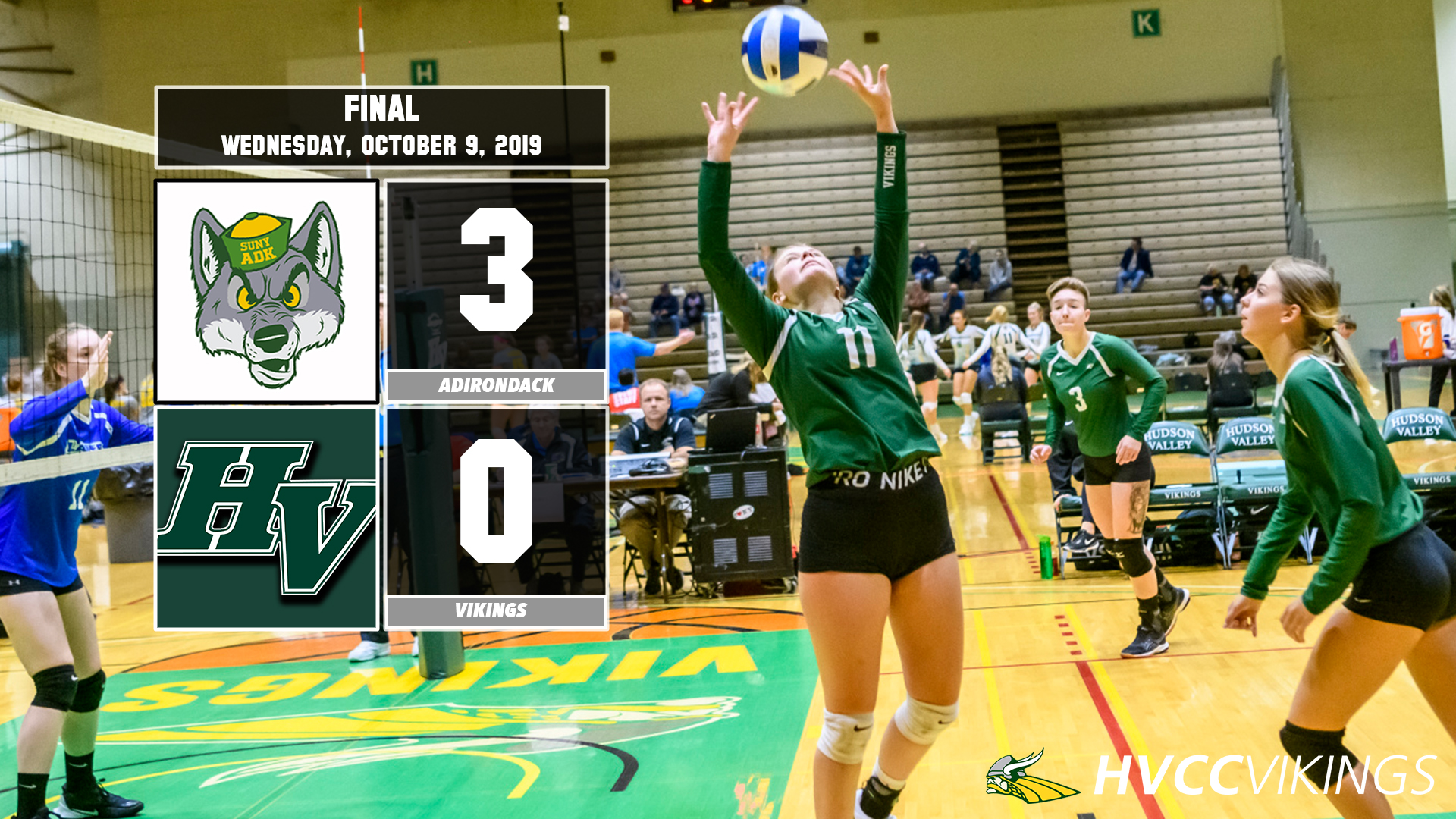 Volleyball defeated by Adirondack 3-0 on Oct. 9, 2019.